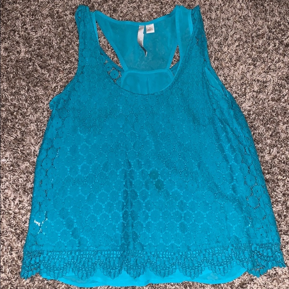 Teal lace tank top set